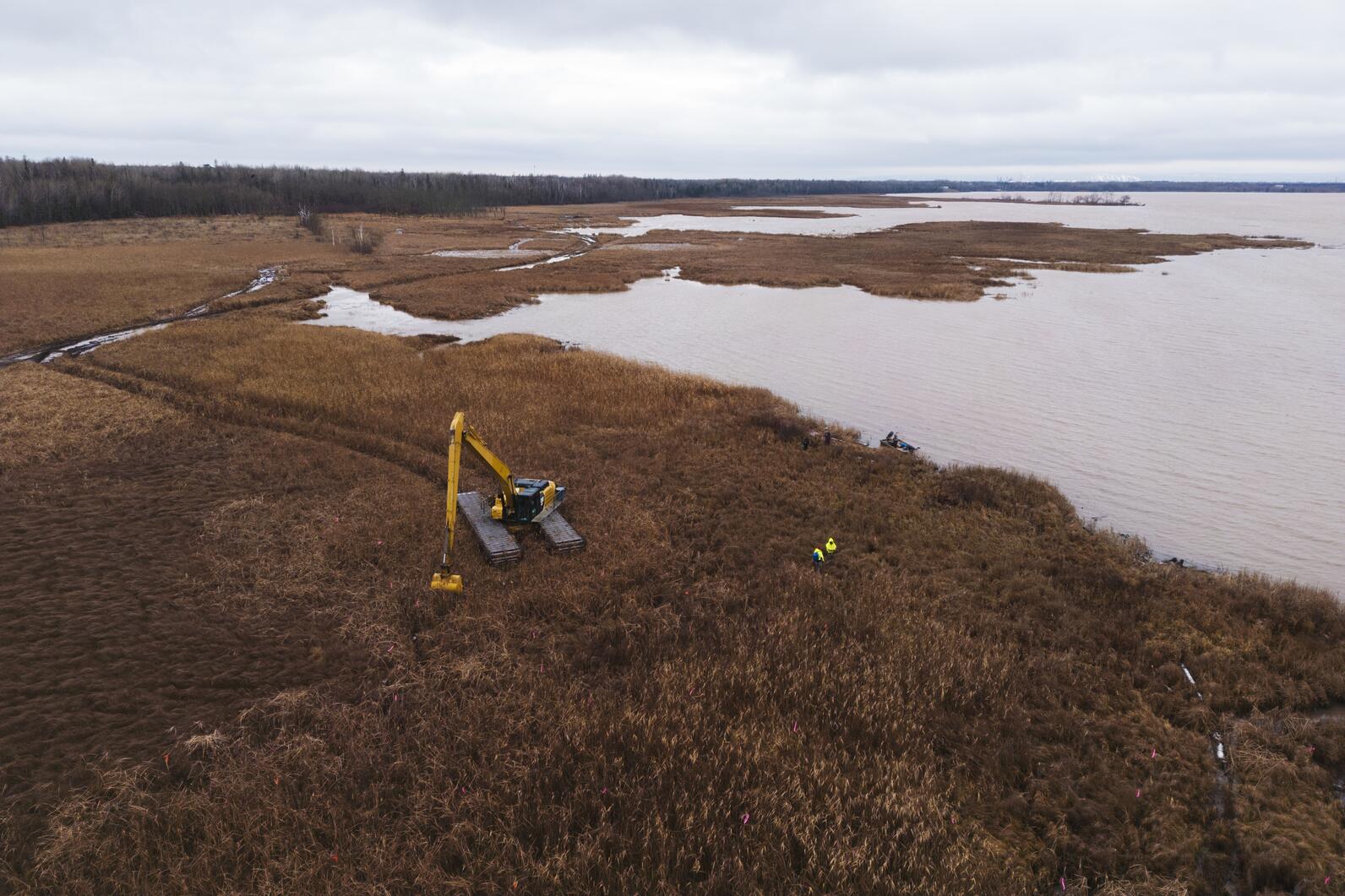 Aerial image of wetlands restoration in Allouez Bay. Photo: Mike Fernandez/Audubon Aerial image of wetlands restoration in Allouez Bay. Photo: Mike Fernandez/Audubon