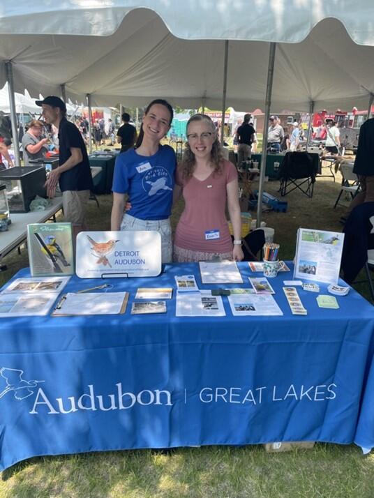 Ava Landgraf of Detroit Audubon and Erin Ford of Audubon Great Lakes at the Sturgeon Festival.