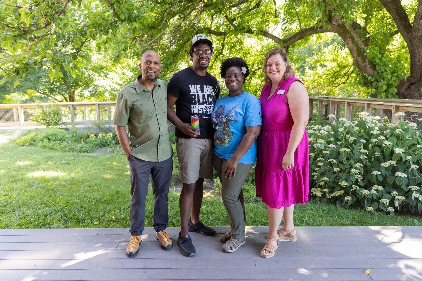 Dudley Edmondson, Anthony ’Sizzle’ Perry Jr. (Co-Owner of Crafted Culture Brewery), Nicole Jackson (Environmental Educator), and Leigh Ann Miller (Grange Insurance Audubon’s Center Director)  