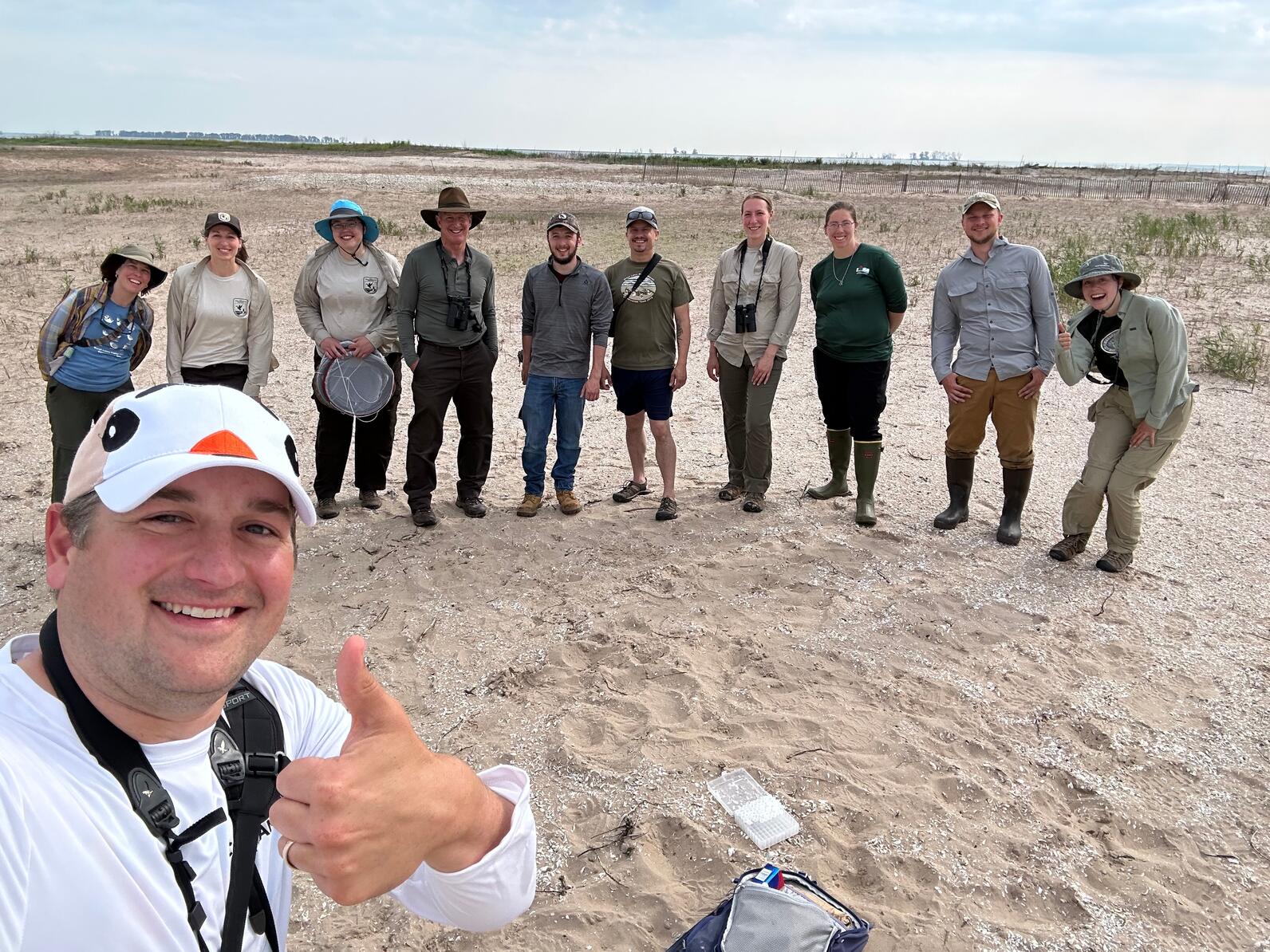 Conservation partners and volunteers from Audubon Great Lakes, USFWS, Great Lakes Piping Plover Recovery Team, USDA - Wildlife Services, and WI DNR. Photo: Tom Prestby/Audubon Great Lakes